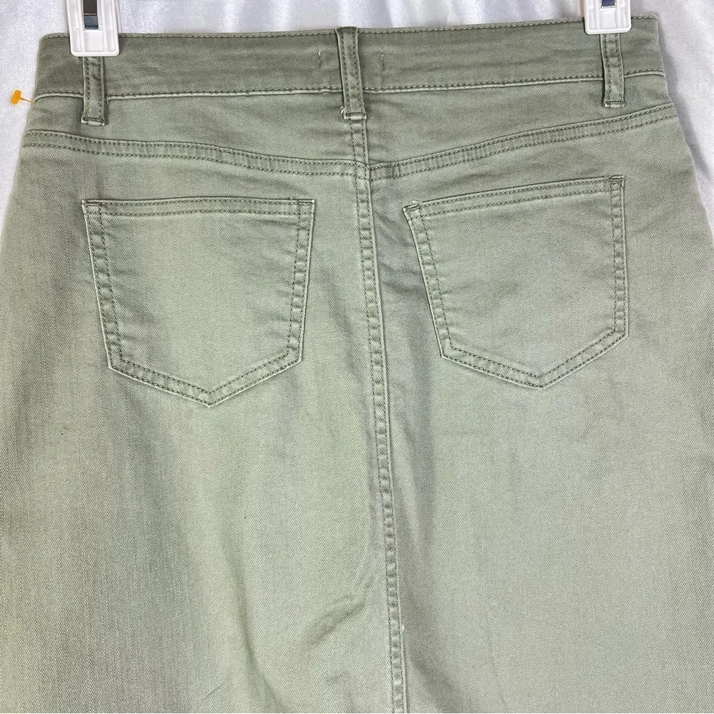 Westport Olive Green Denim Mini Skirt w/ Floral Embroidery | Boho Y2K Size 2